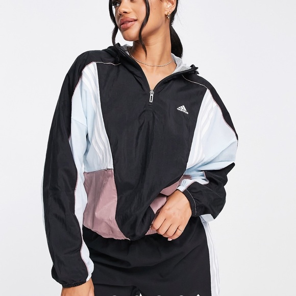 adidas Jackets & Blazers - adidas Women's Training colourblock 1/4 zip hooded track Jersey